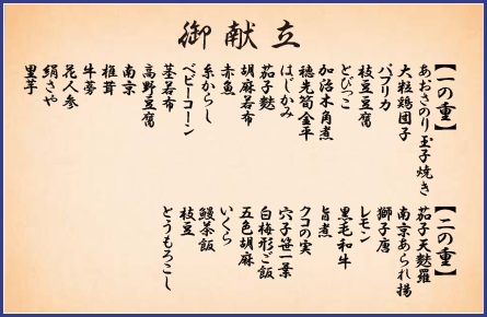 天の河二段膳 御献立