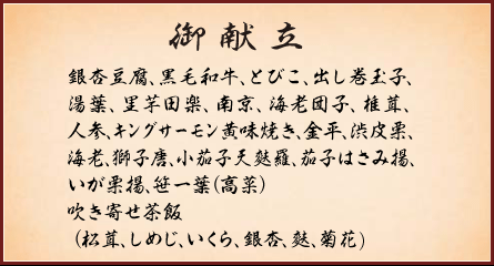 夕月御膳 半月箱 御献立