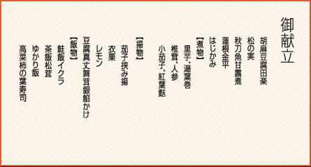錦御膳 御献立